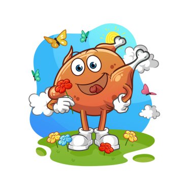 Baharda kızarmış tavuk koparma çiçeği. karakter vektörü