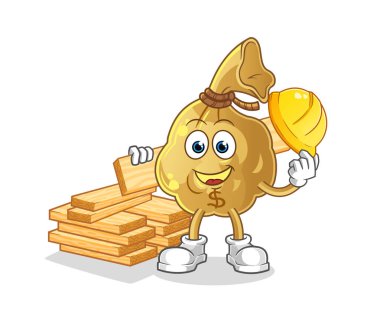 Para çantası üreticisi vektörü. çizgi film karakteri