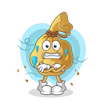 Para çantası soğuk illüstrasyon. karakter vektörü