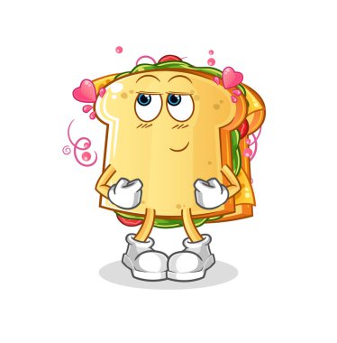 Sandviç utangaç vektör. çizgi film karakteri