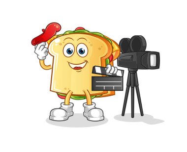 Sandviç direktörü maskotu. çizgi film vektörü