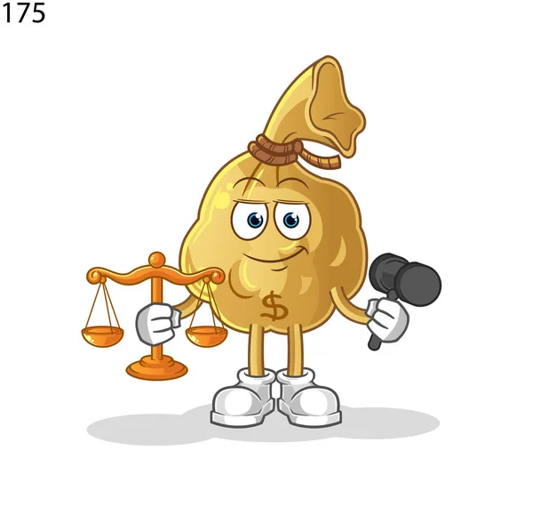 Dinheiro Saco Advogado Desenhos Animados Vetor Mascote Desenhos Animados — Vetor de Stock