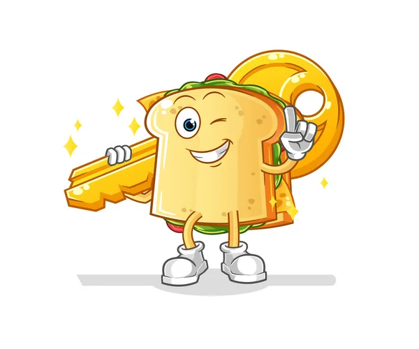 Sandwich Portare Mascotte Chiave Vettore Dei Cartoni Animati — Vettoriale Stock