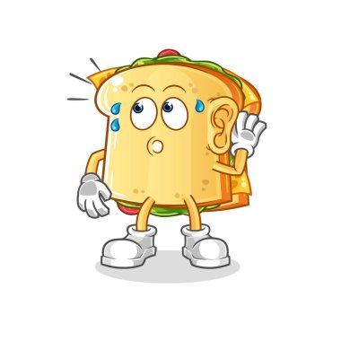 Sandviç dinleme vektörü. çizgi film karakteri