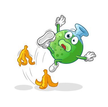 Kimyasal cam muz üzerinde kaydı. çizgi film maskotu vektörü