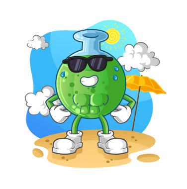 Kimyasal cam yazın güneşleniyor. karakter vektörü