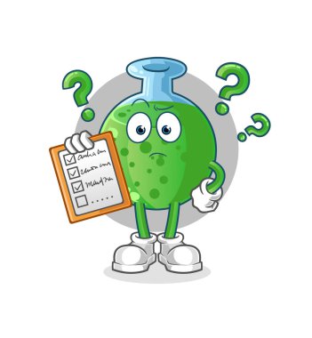 Kimyasal cam takvim listesi vektörü. çizgi film karakteri