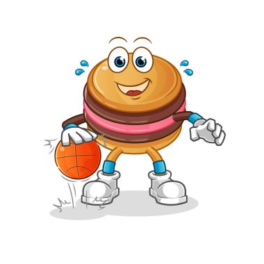 Kurabiye top süren basketbol karakteri. çizgi film maskotu vektörü