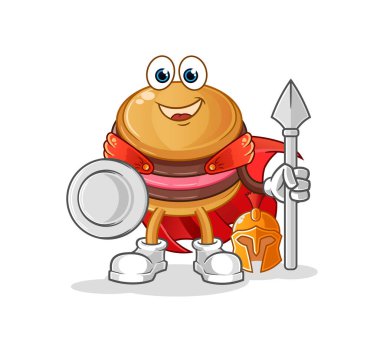 Makaron Spartan karakteri. çizgi film maskotu vektörü