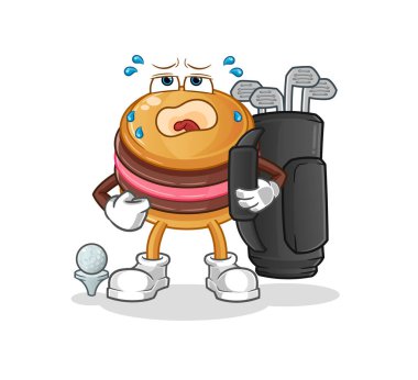 Golf ekipmanlı kurabiye. çizgi film maskotu vektörü