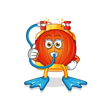 Çin fener dalgıçları maskotu. çizgi film vektörü