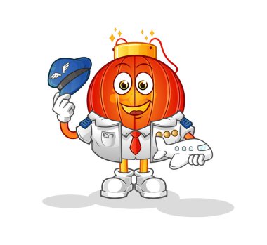 Çin feneri pilot maskotu. çizgi film vektörü