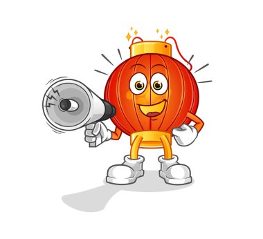 Çin feneri hoparlör vektörünü tutuyor. çizgi film karakteri