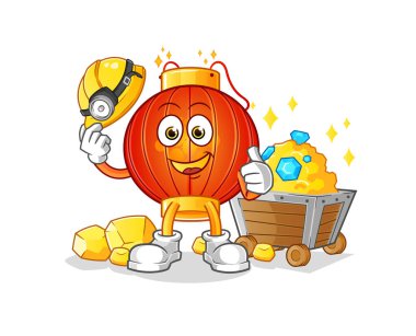 Altın karakteri olan Çinli bir madenci. çizgi film maskotu vektörü