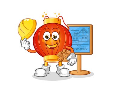 Çin feneri Mimarı çizimi. karakter vektörü