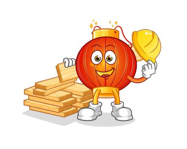 Çin fener üreticisi vektörü. çizgi film karakteri