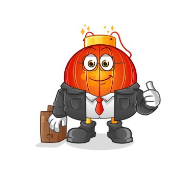 Çin feneri ofis çalışanı maskotu. çizgi film vektörü