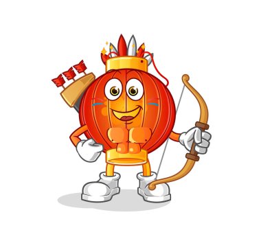 Çin feneri yerli Amerikan kabilesi. çizgi film maskotu vektörü