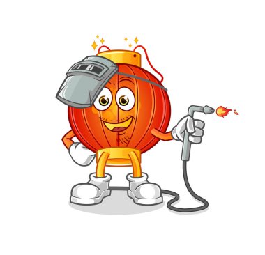 Çin feneri kaynak maskotu. çizgi film vektörü