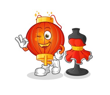 Çin feneri moda tasarımcısı vektörü. çizgi film karakteri