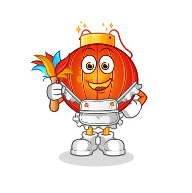 Çin feneri hizmetçi maskotu. çizgi film vektörü