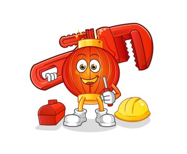 Çin feneri muslukçu çizgi filmi. çizgi film maskotu vektörü