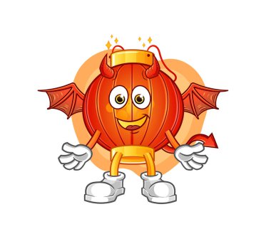 Kanatlı Çin feneri iblisi. çizgi film maskotu vektörü