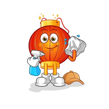 Çin fener temizleyici vektörü. çizgi film karakteri