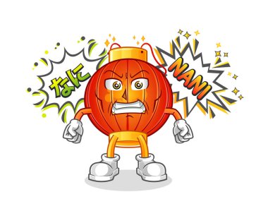 Çin feneri kızgın vektörü. çizgi film karakteri