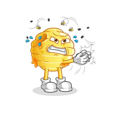 Bal peteği sinek karakteri. çizgi film maskotu vektörü
