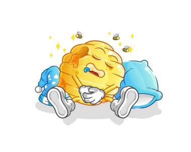 Uyuyan bal peteği karakteri. çizgi film maskotu vektörü