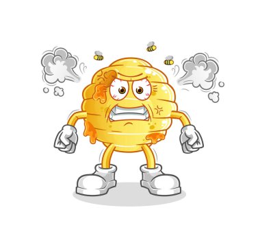 Bal peteği çok kızgın bir maskot. çizgi film vektörü