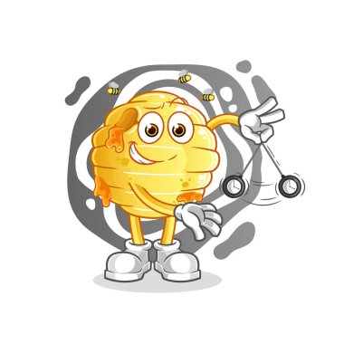 Bal peteği hipnotize edici çizgi film. çizgi film maskotu vektörü