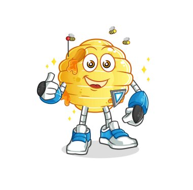 Bal peteği robot karakteri. çizgi film maskotu vektörü