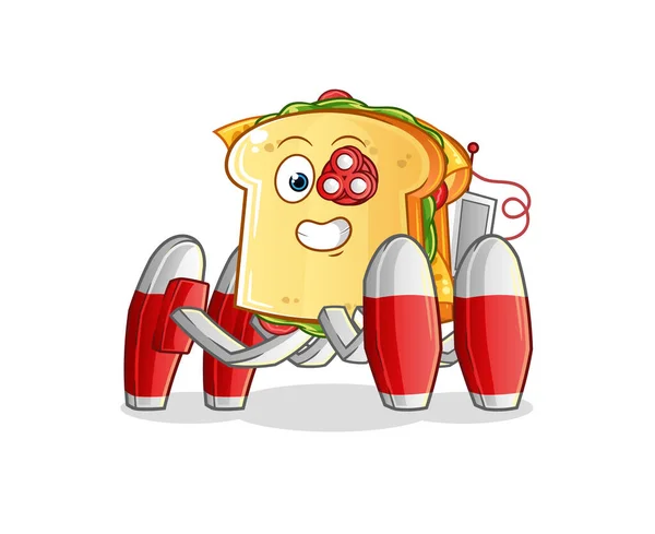 Sandwich Zukünftigen Roboter Vektor Zeichentrickfigur — Stockvektor