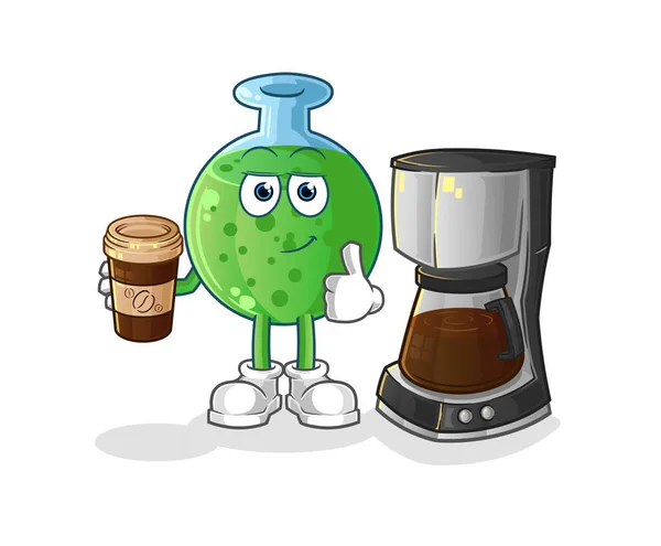 Chemical Glass Drinking Coffee Illustration Character Vector — Stock Vector