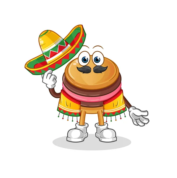 Macaroon Mexicaanse Cultuur Vlag Tekenfilm Mascotte Vector — Stockvector