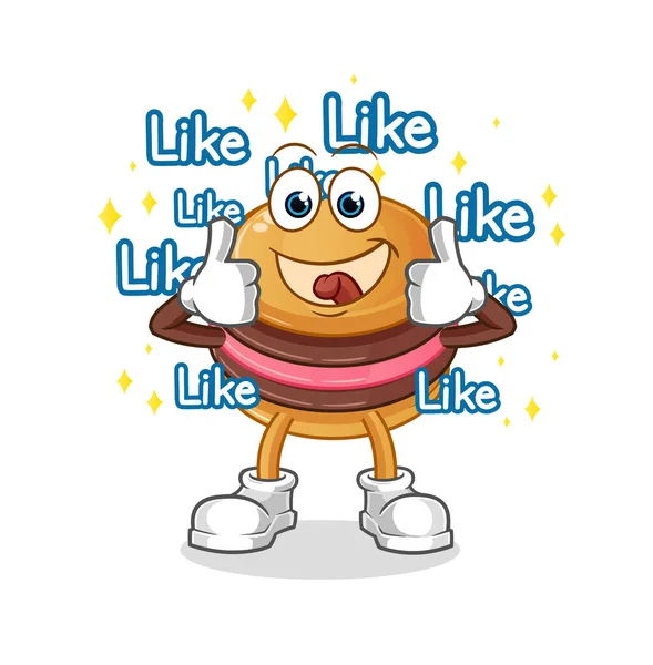 Macaroon Give Lots Likes Cartoon Vector — Stock Vector