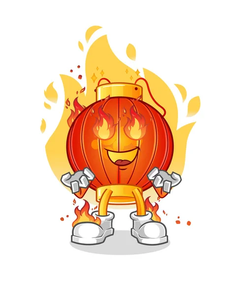 Chinese Lantern Fire Mascot Cartoon Vector — Stock Vector