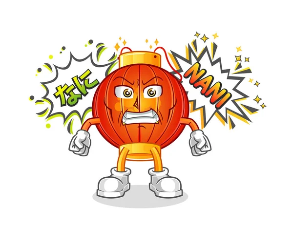 Çin feneri kızgın vektörü. çizgi film karakteri