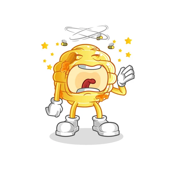 Honeycomb Yawn Character Cartoon Mascot Vector — Stock Vector