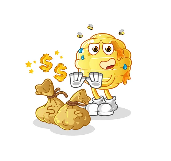 Honeycomb Refuse Money Illustration Character Vector — Stock Vector