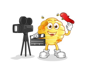 Bal peteği direktörü maskotu. çizgi film vektörü