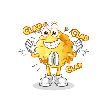 Bal peteği alkış çizimi. karakter vektörü