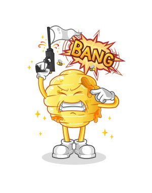 Bal peteği uyarı atışı maskotu. çizgi film vektörü