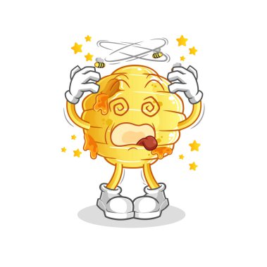 Bal peteğinin başı dönen maskotu. çizgi film vektörü