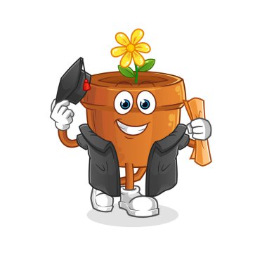 Çiçek saksısı mezuniyet. çizgi film karakteri