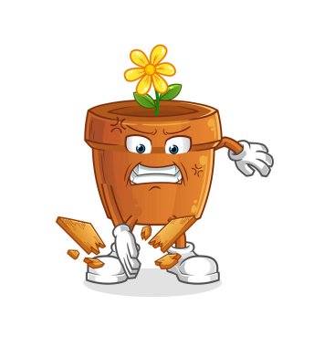 çiçek saksısı karate maskotu. çizgi film vektörü