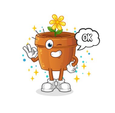 Çiçek saksısı kabul ediyor. çizgi film vektörü