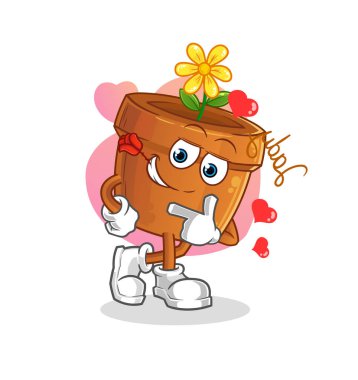 Çiçek saksısı flörtleşmesi. karakter vektörü